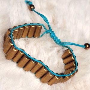 Turquoise and Brass Beaded Bracelet